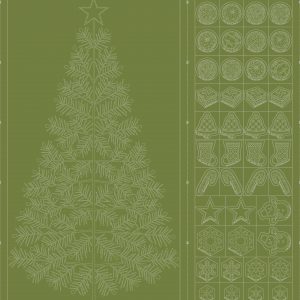 Wagara Sashiko Panel - Season's Greetings Green Tea