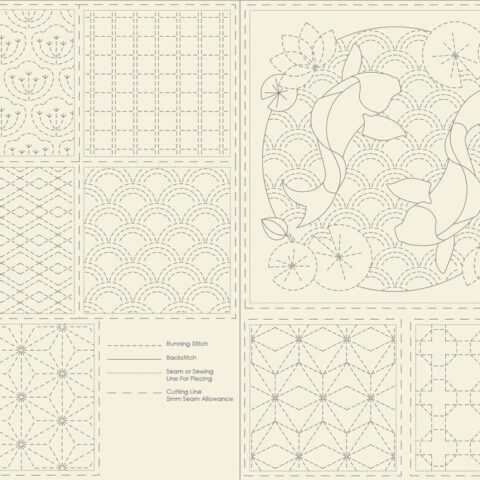 Sashiko Panel - Cream - Linen Cotton - DV4050