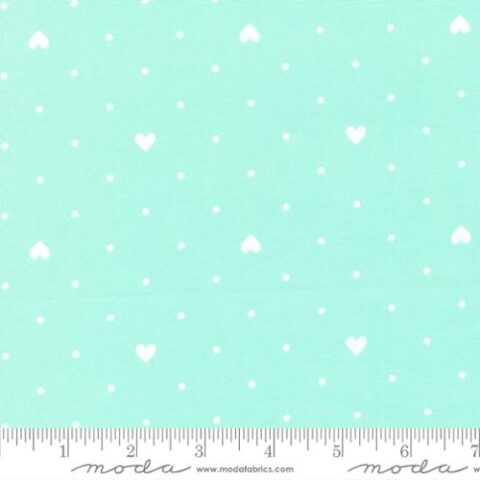 Moda - Lighthearted - 108009 13 Heart Dot  Aqua 108inch backing wide back
