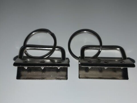 1 1/4 inch Key Fob Ends - Metal - Silver - 2 pack