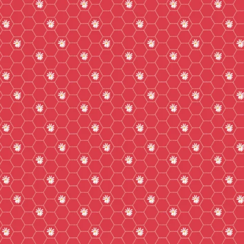 Poppie Cotton - Sunshine & Chamomile SC23509 - Honeycomb Red