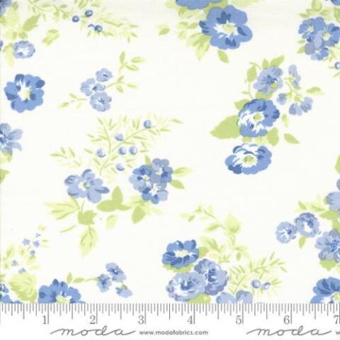 Bunny Hill Designs - Hollyhocks and Roses 3050 12 Jasmine Sky