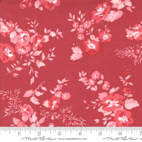 Bunny Hill Designs - Hollyhocks and Roses 3050 17 Geranium Red