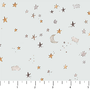 Cotton Tale by Bernadett Urbanovics for Figo Fabrics, Cotton Tale - Stars Gray - 90955-90