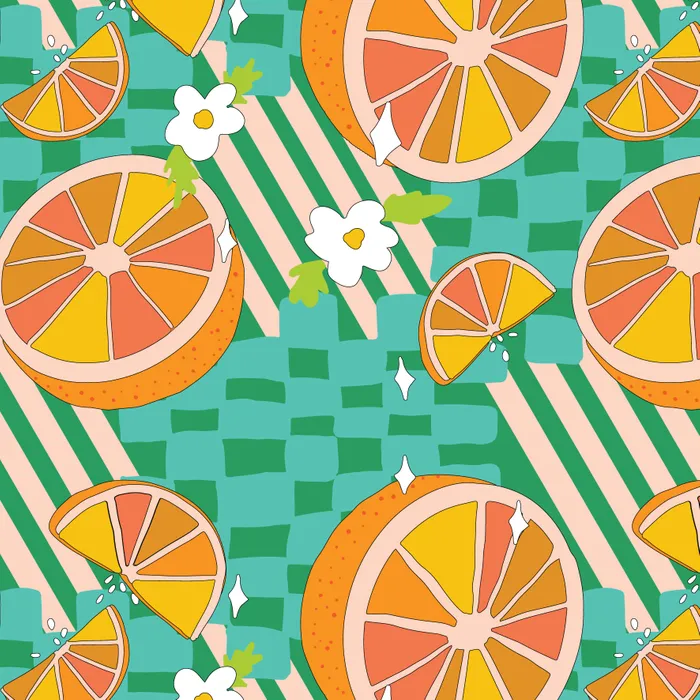 DVF1106 Summer Abroad Poplin Aperol Spritz Spearmint mer Abroad Poplin Aperol Spritz Spearmint