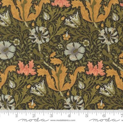 Barbara Brackman, Moda Fabrics, William Morris Fabric, Morris Manor fabric, Bellarine Sewing Centre, patchwork geelong, geelong quilting, Morris Manor - 8390 14 Compton Florals Ebony