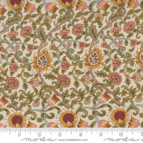 Barbara Brackman, Moda Fabrics, William Morris Fabric, Morris Manor fabric, Bellarine Sewing Centre, patchwork geelong, geelong quilting, Morris Manor - 8392 11 Evenlode Florals Porcelain