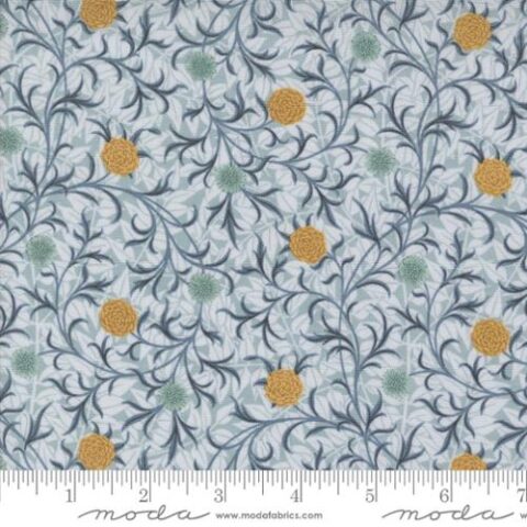 Barbara Brackman, Moda Fabrics, William Morris Fabric, Morris Manor fabric, Bellarine Sewing Centre, patchwork geelong, geelong quilting, Morris Manor - 8393 13 Scroll Florals Sky