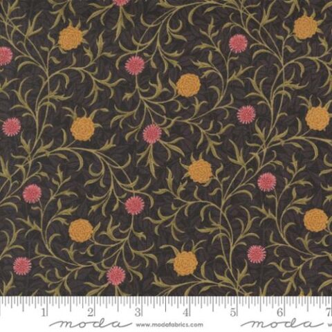 Barbara Brackman, Moda Fabrics, William Morris Fabric, Morris Manor fabric, Bellarine Sewing Centre, patchwork geelong, geelong quilting, Morris Manor - 8393 15 Scroll Florals Ebony