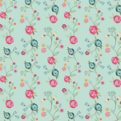 Poppie Cotton - Calico Cowgirls - CW24817 Floral and Vines Teal