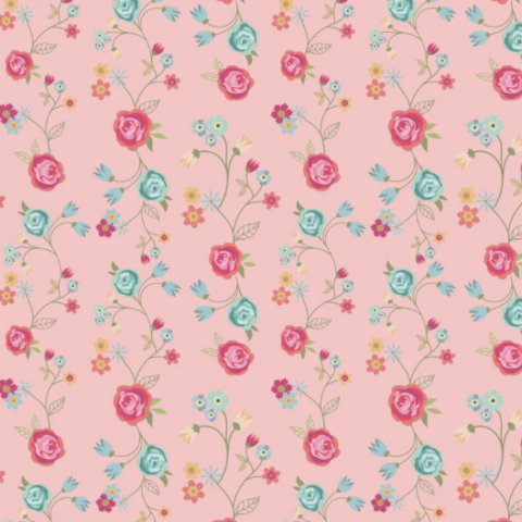Poppie Cotton - Calico Cowgirls - CW24818 Floral and Vines Pink