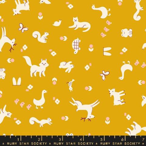 RSS, Ruby Star Society, RSS Woodland Park, Ruby Star Society Woodland Park, Patchwork Geelong, Geelong Quilting, Modern Fabric, Woodland Park RS1081 12 Menagerie Goldenrod