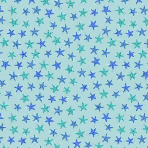 Puffin Rock, Puffin Rock Fabric, Puffin Fabric, Lewis & Irene, Lewis & Irene Fabric, Patchwork Geelong, Geelong Quilting, Sea Fabric, Sea Theme Fabric, Puffin Rock A896C - Starfish Aqua