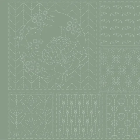 DV0473 Botanical Sashiko Panel Kentucky