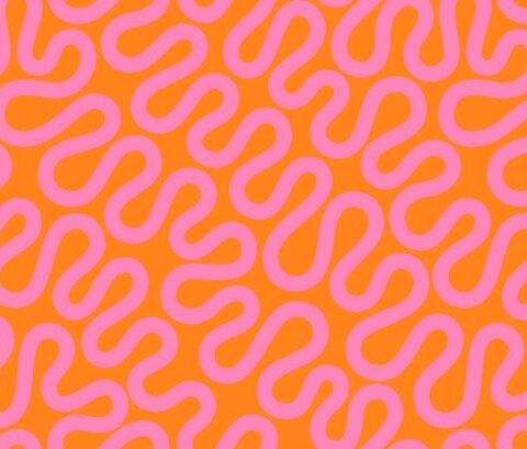 Emily Van Hoff, Moda Fabrics, Groove Fabric, Patchwork Geelong, 42372 15 - Unspooled Geometrics Swirls Meander, Orange Zest