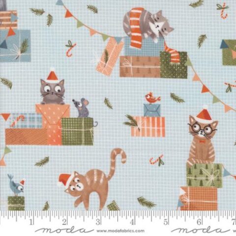 Purrfect Christmas by Elena Amo for Moda Fabrics, Elena Amo fabric, patchwork Geelong, Geelong Quilting, Moda Fabrics, Cat fabric, Christmas fabric, Cat Christmas Fabric, 39040 12 Novelty Cats