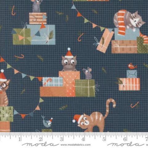 Purrfect Christmas by Elena Amo for Moda Fabrics, Elena Amo fabric, patchwork Geelong, Geelong Quilting, Moda Fabrics, Cat fabric, Christmas fabric, Cat Christmas Fabric, 39040 16 Novelty Cats