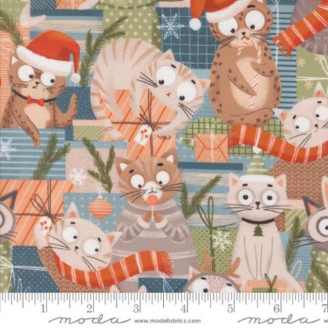 Purrfect Christmas by Elena Amo for Moda Fabrics, Elena Amo fabric, patchwork Geelong, Geelong Quilting, Moda Fabrics, Cat fabric, Christmas fabric, Cat Christmas Fabric, 39048 11 Jolly Kitties