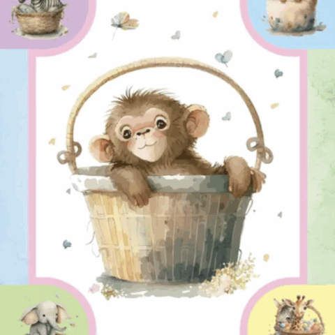 DV6134 Cot Panel Basket Monkey