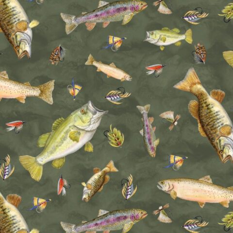 Fishful Thinking - Camelot Fabrics and Brett Blumenthal - 55240402-03 Catch of the Day Green