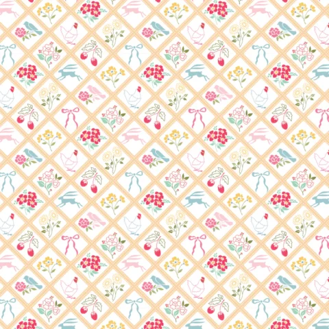 Poppie Cotton, Poppie Cotton Fabric, Rosy Cheeks by Poppy Cotton, Poppie Cotton Australia, Bon Jour Yellow - RC25246