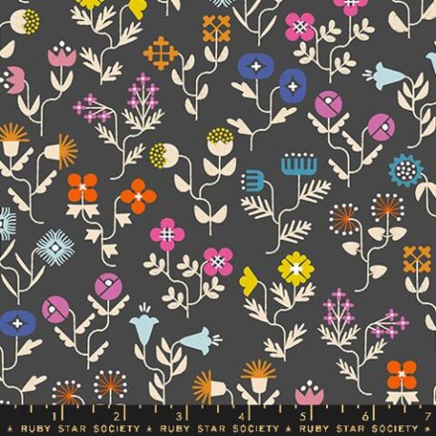 Ruby Star Society, RSS, Ruby Star Society Fabric, RSS Fabric, Ruby Star Society Australia, Ruby Star Society Salutations, Salutations by Ruby Star Society, RS1092 17 - Forget Me Not, Soft Black