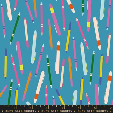 Ruby Star Society, RSS, Ruby Star Society Fabric, RSS Fabric, Ruby Star Society Australia, Ruby Star Society Salutations, Salutations by Ruby Star Society, RS1093 14 - Do You Have A Pen, Vintage Blue