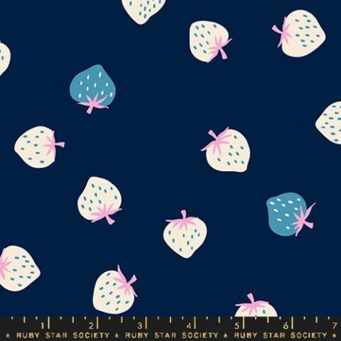 Ruby Star Society, RSS, Ruby Star Society Fabric, RSS Fabric, strawberry fabric, RS3085 21 Strawberry Toss Navy
