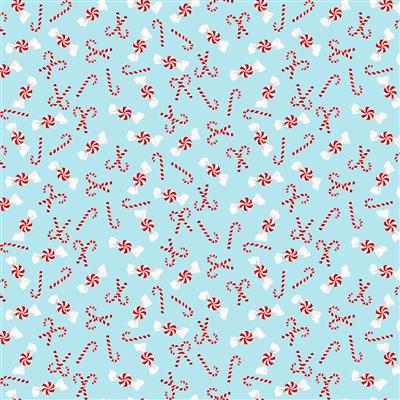 Y4434 29 Santa Paws Candy Canes Light Blue