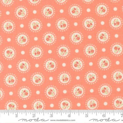 Sunbonnet, Sunbonnet fabric, Sunbonnet by My Sew Quilty Life, Sunbonnet by Moda, Moda Fabrics, My Sew Quilty Life, 31762 41 - Flower Dots - Coral