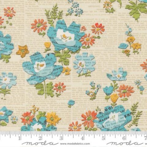 Paper Hamlet, Paper Hamlet by Cathe Holden, Cathe Holden fabric, Moda Fabrics, Florals Newspaper - 69561 11