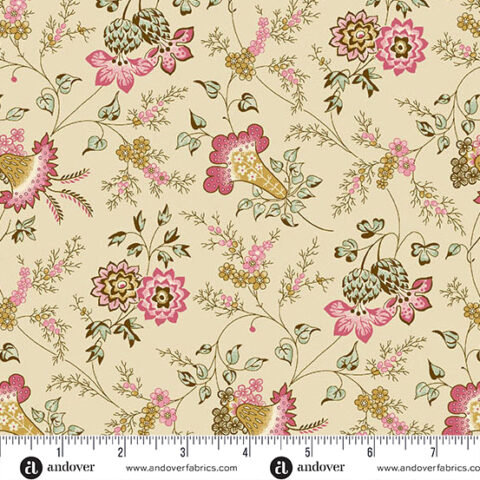 Max and Louise, Max & Louise, Andover Fabrics, Holbrook, Holbrook fabric, Holbrook by Max and Louise, patchwork geelong, geelong quilting, reproduction fabrics, A-1538-R Lisa Pink/Yellow