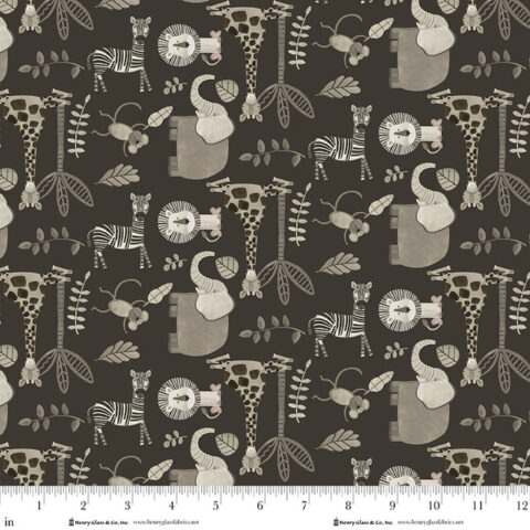 Jungle Romp, Jungle Romp by Betsy Cavallo for Henry Glass Fabrics, Henry Glass Fabrics, 2109-99 Black