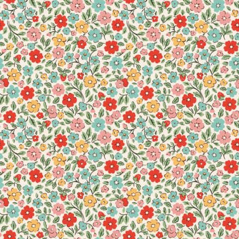 Poppie Cotton, Farmhouse Fancy by Poppie Cotton, Poppie Cotton Fabric, FH25950 - Country Flowers Multi
