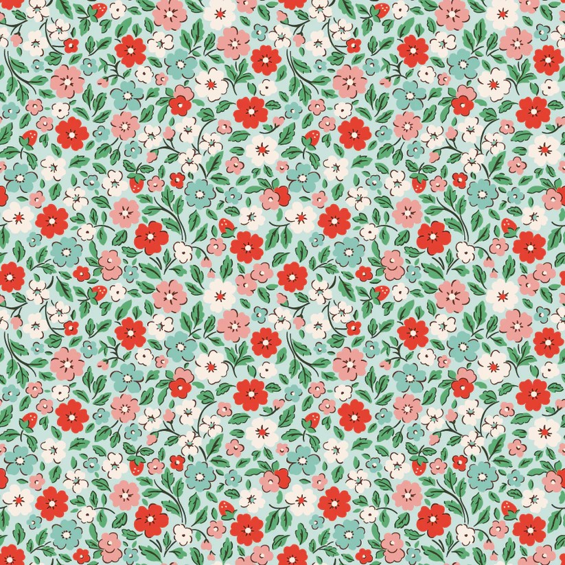 Poppie Cotton, Farmhouse Fancy by Poppie Cotton, Poppie Cotton Fabric, FH25952 - Country Flowers Teal