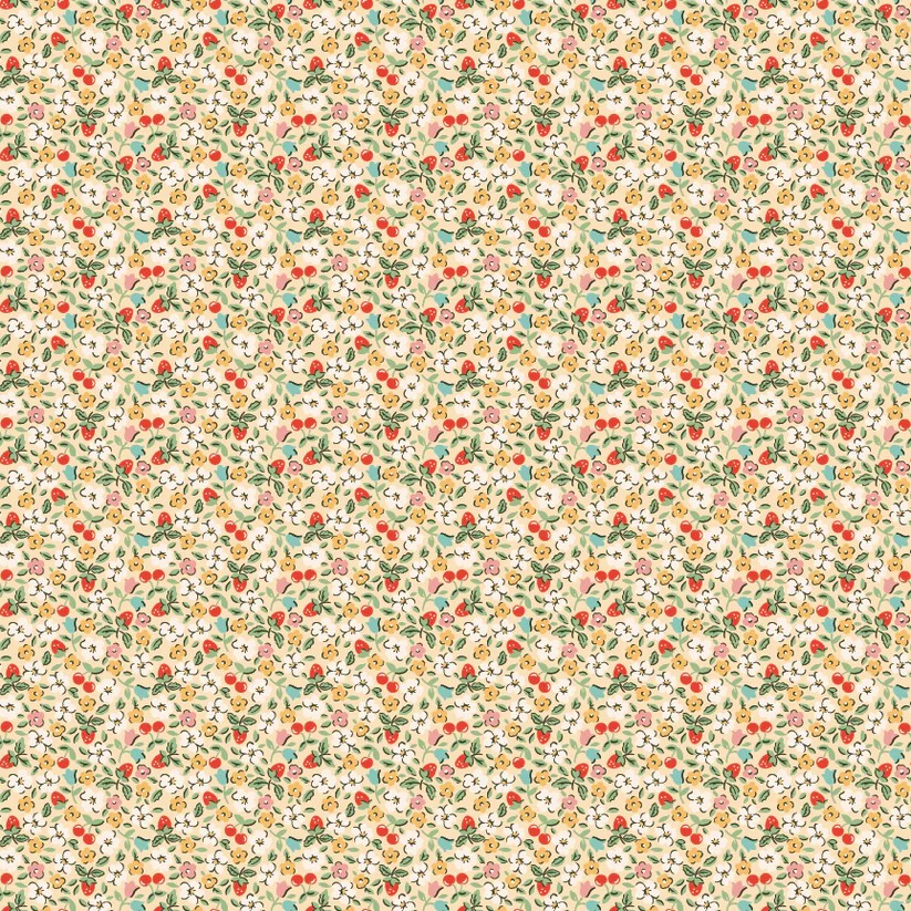 FH25964 - Fruit Salad Natural Poppie Cotton, Farmhouse Fancy by Poppie Cotton, Poppie Cotton Fabric, FH25964 - Fruit Salad Natural