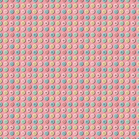 Poppie Cotton, Poppie Cotton Fabric, Granny’s Sewing Room by Poppie Cotton, Poppie Cotton Granny’s Sewing Room, GS25909 - Button Collection Pink