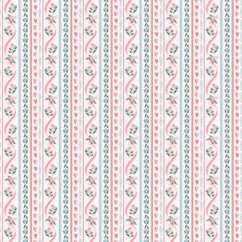 Poppie Cotton, Poppie Cotton Fabric, Granny’s Sewing Room by Poppie Cotton, Poppie Cotton Granny’s Sewing Room, GS25921 - Pillow Ticking Pink