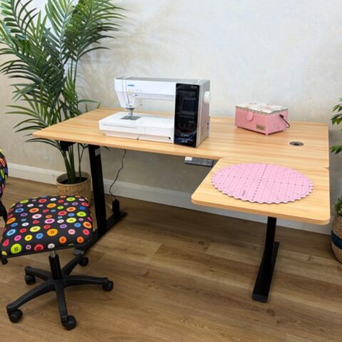 HORN - Elizabeth Electric Sewing / Cutting / Craft Table - Honey Maple (Flat Packed)