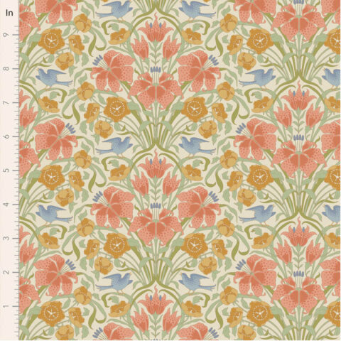 Tilda, Tilda Fabrics, Tilda Songbird, 100645 Songbird Coral