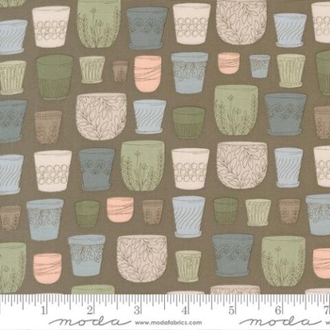 Potted, Potted by Kiley’s Quilt Room, Moda Fabrics, plant pot fabric, 26141 21 - Pots Charcoal