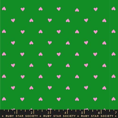 RS0091 34 - Hearts - Deep Verdant Neon Ruby Star Society, Moda, RSS, Ruby Star Society Fabrics, RSS Fabrics, Trinketry, Trinketry by Ruby Star Society, RS0091 34 - Hearts - Deep Verdant Neon