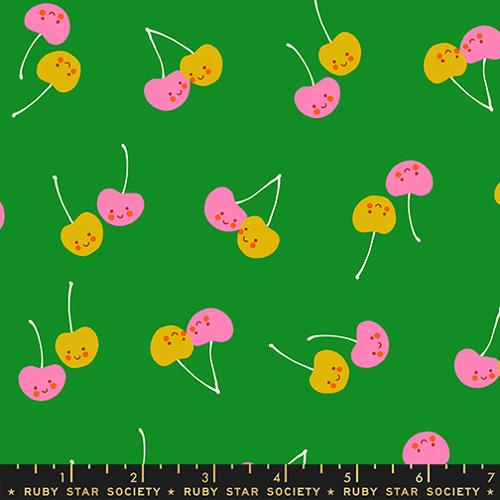 RS0112 15 - Cherry Friends - Deep Verdant Ruby Star Society, Moda, RSS, Ruby Star Society Fabrics, RSS Fabrics, Trinketry, Trinketry by Ruby Star Society, RS0112 15 - Cherry Friends - Deep Verdant