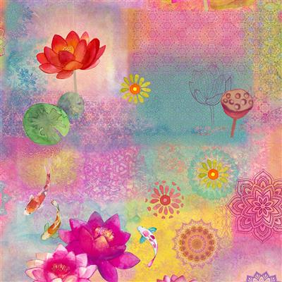 Lily Pond, Lily Pond fabric, Clothworks, Sue Zipkin, Y4618 121 Lily Pond - Orchid
