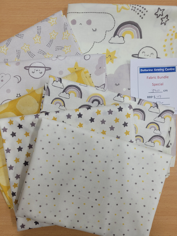 FB #316, #317, #318 #319 - Yellow & Grey Baby Fabric Bundle