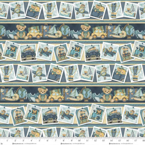 Traveling Teddies, Henry Glass Fabrics, Teddy Bear fabric, 2418-74