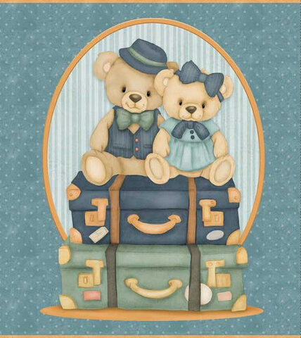 Traveling Teddies, Henry Glass Fabrics, Teddy Bear fabric, 2424P