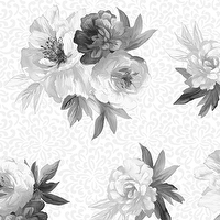 Maywood Studio, Black and white fabric, Moonlit Walk, MAS11011-W - Bouquets White