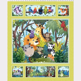 Susy Bee - Jungle Friends - SB20441-815 36" Quilt Panel Lime