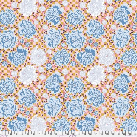 Free Spirit Fabrics, Penny Jeffries Fabric, Blotsma & Song Fabric Collection, PWPE001.CERULEAN - Berry Ballroom